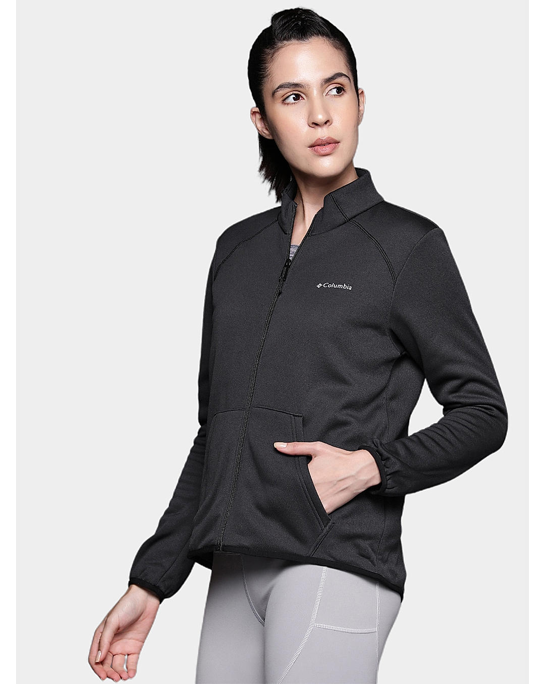Columbia Womens Black Col Hike Tech Fleece Full Zip Jacket