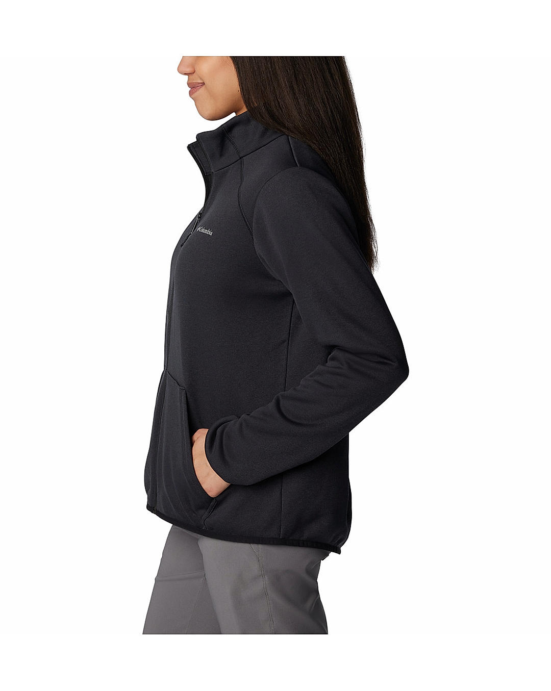 Columbia Womens Black Col Hike Tech Fleece Full Zip Jacket