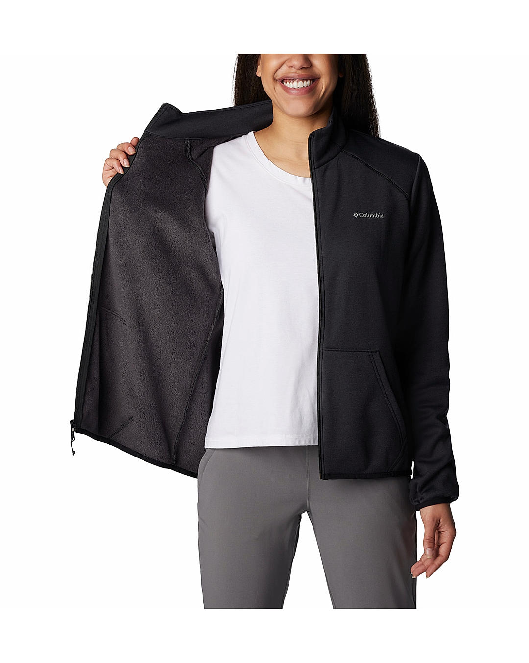 Columbia Womens Black Col Hike Tech Fleece Full Zip Jacket
