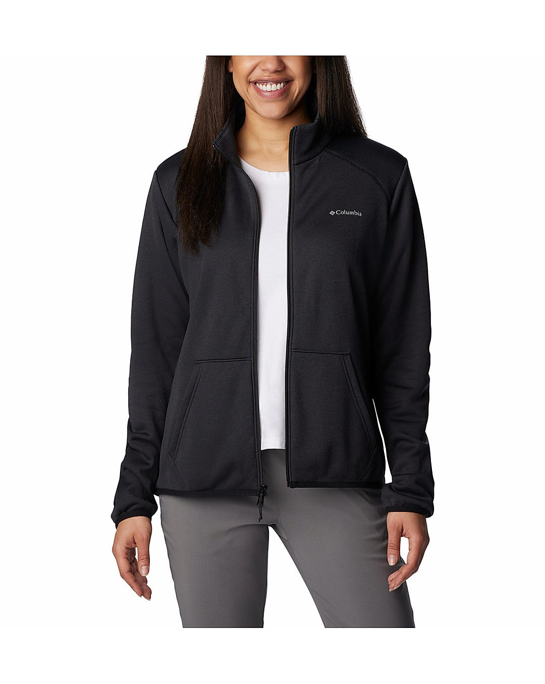 Columbia Womens Black Col Hike Tech Fleece Full Zip Jacket