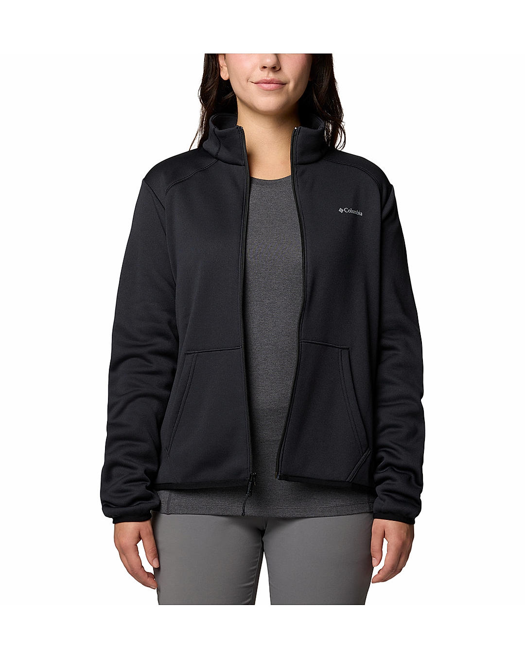 Columbia Womens Black Col Hike Tech Fleece Full Zip Jacket