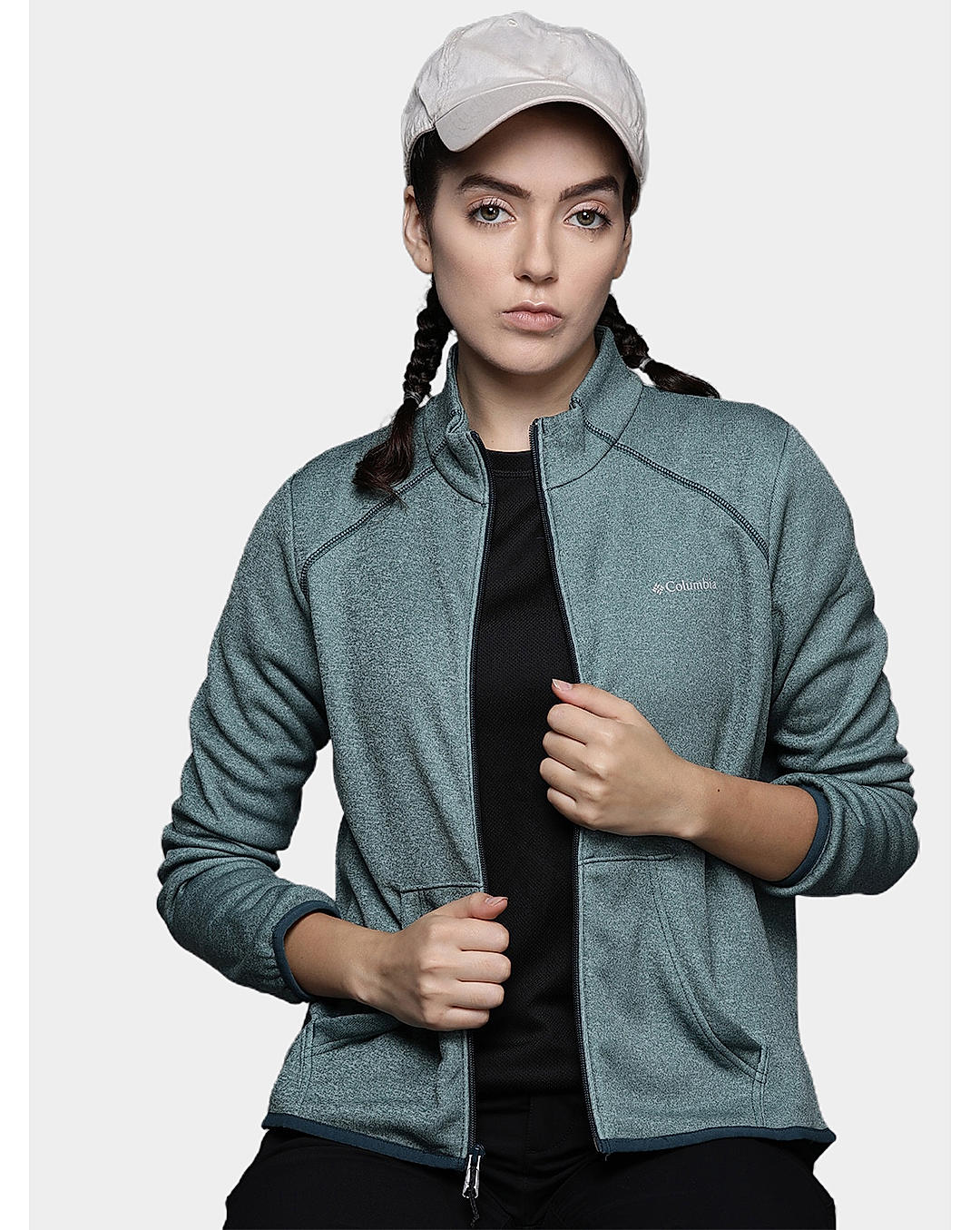 Columbia Womens Green Col Hike Tech Fleece Full Zip Jacket