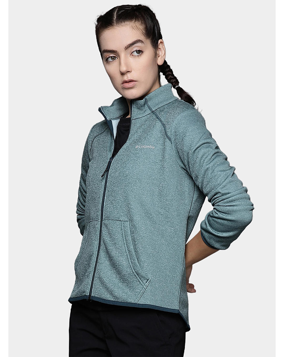 Columbia Womens Green Col Hike Tech Fleece Full Zip Jacket