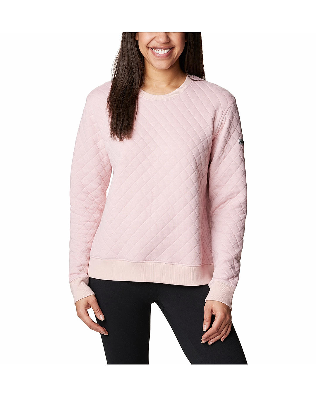 Columbia Womens Pink Columbia Lodge Quilted Crew Pullover
