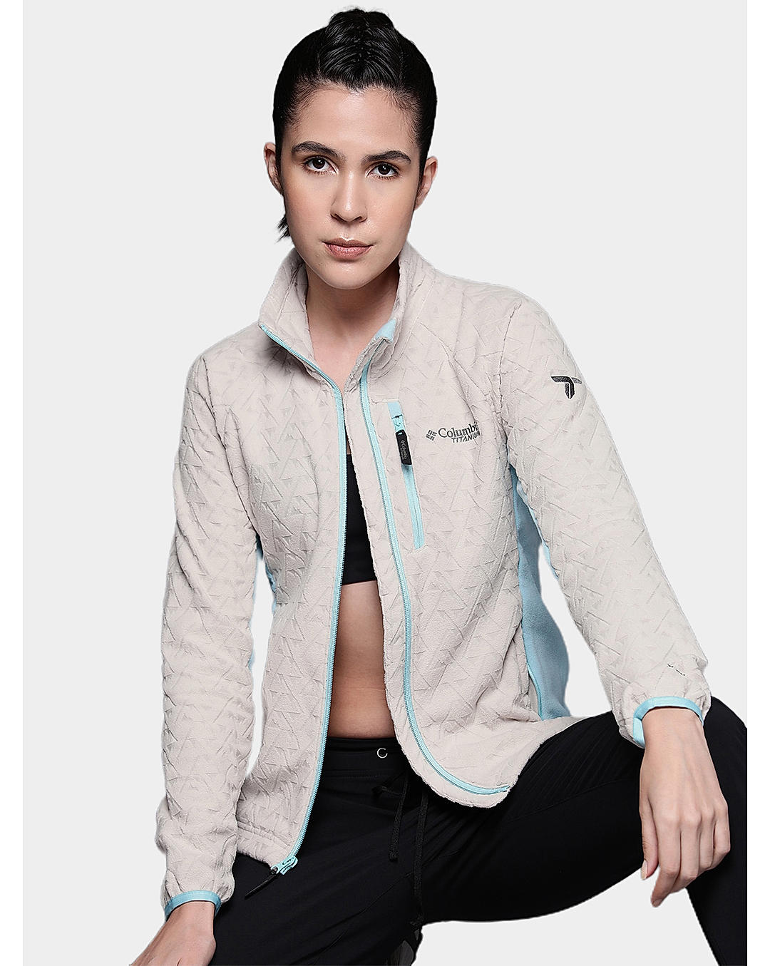 Columbia Womens Beige Omni-Wick Titan Pass 3.0 Full Zip Fleece Jacket
