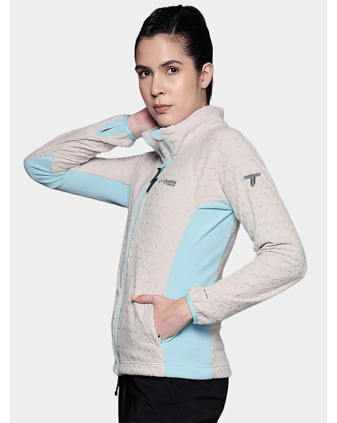Columbia Womens Beige Omni-Wick Titan Pass 3.0 Full Zip Fleece Jacket