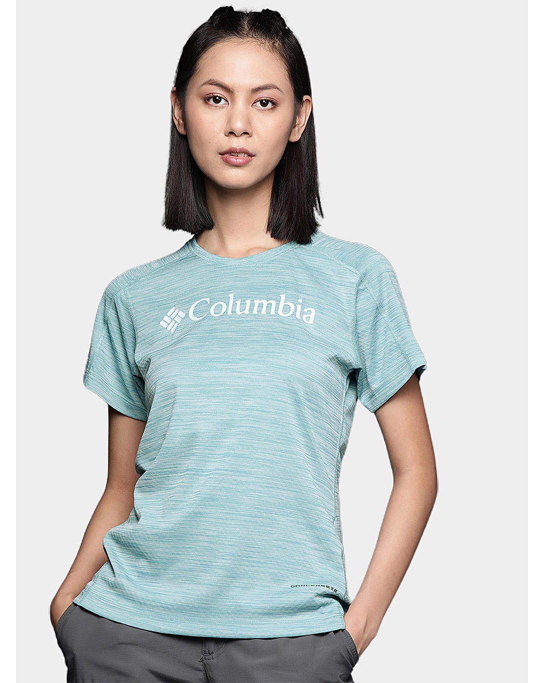 Columbia Womens Blue Omni-Freeze W Zero Rules Graphic Crew Tshirt