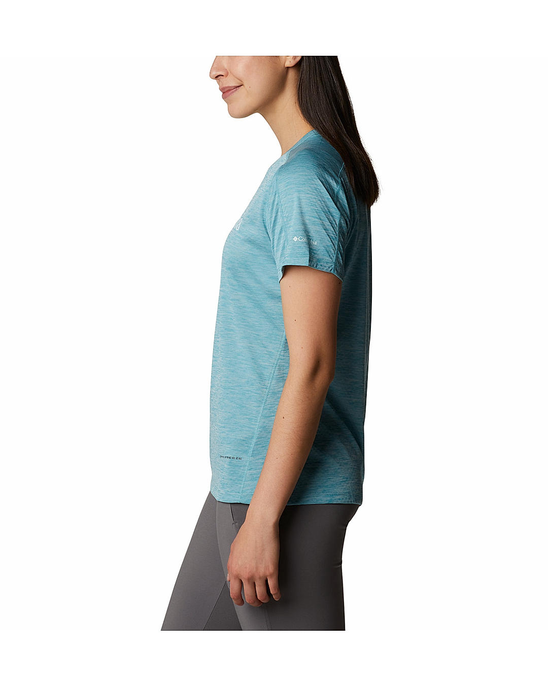 Columbia Womens Blue Omni-Freeze W Zero Rules Graphic Crew Tshirt