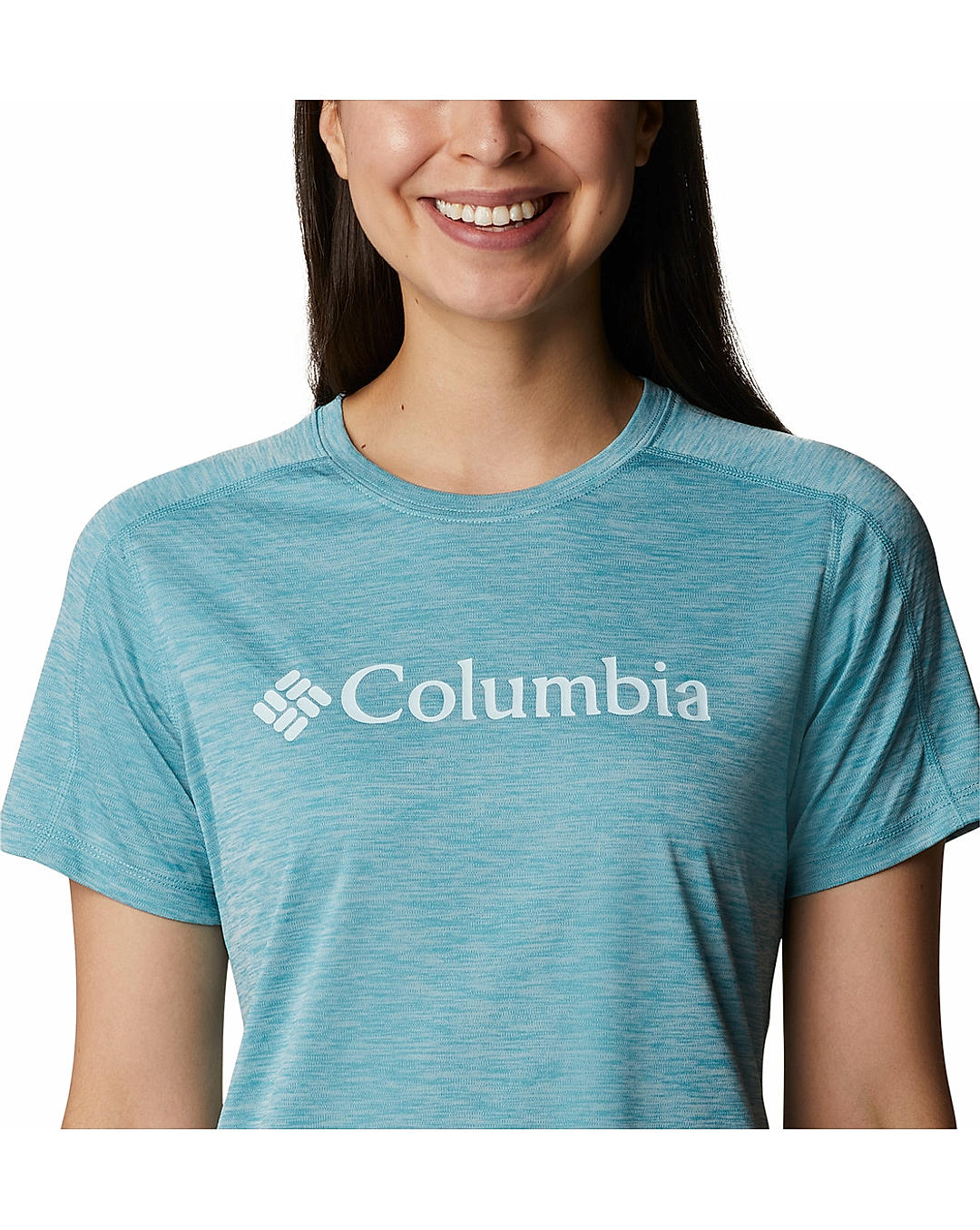 Columbia Womens Blue Omni-Freeze W Zero Rules Graphic Crew Tshirt