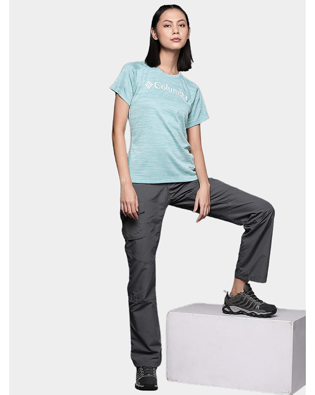 Columbia Womens Blue Omni-Freeze W Zero Rules Graphic Crew Tshirt