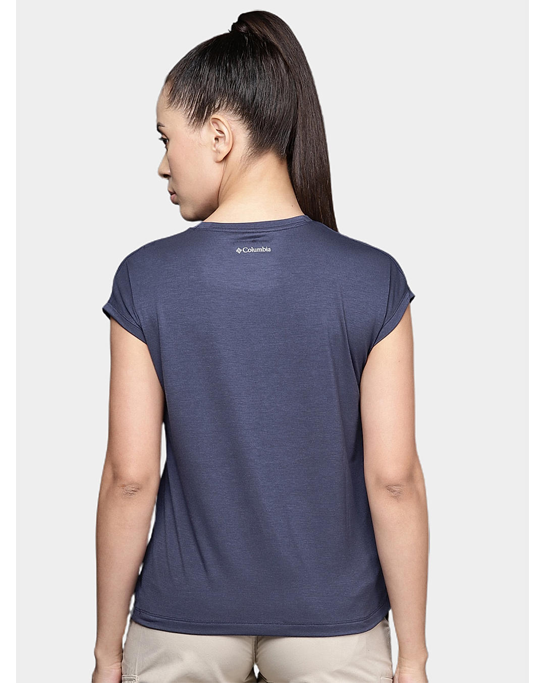 Columbia Womens Navy Omni-Wick Boundless Trek Short Sleeve Tshirt