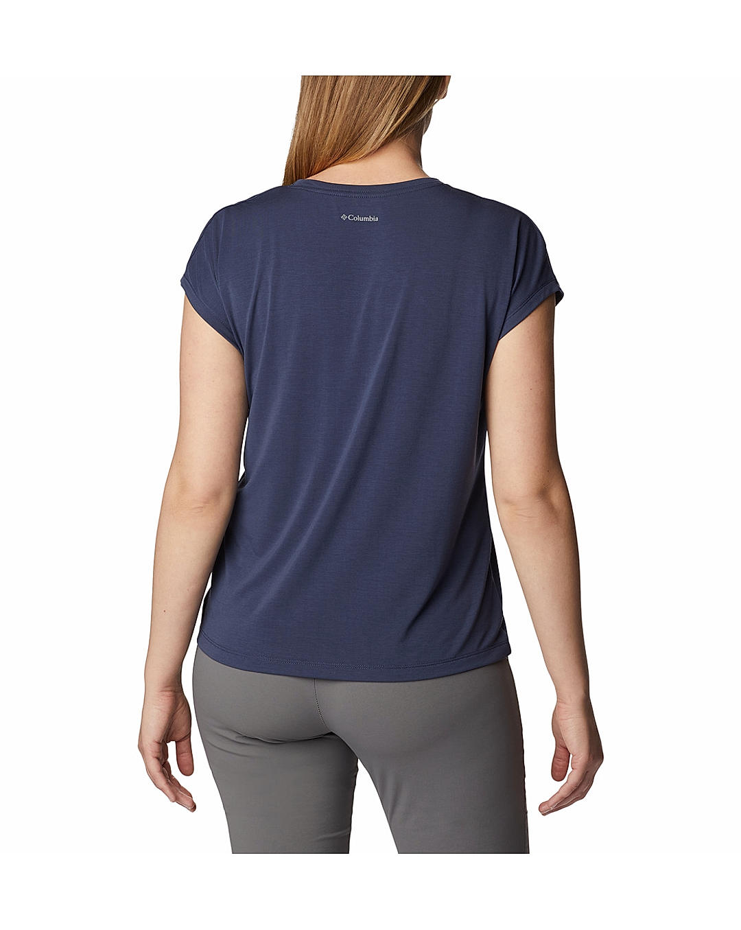 Columbia Womens Navy Omni-Wick Boundless Trek Short Sleeve Tshirt