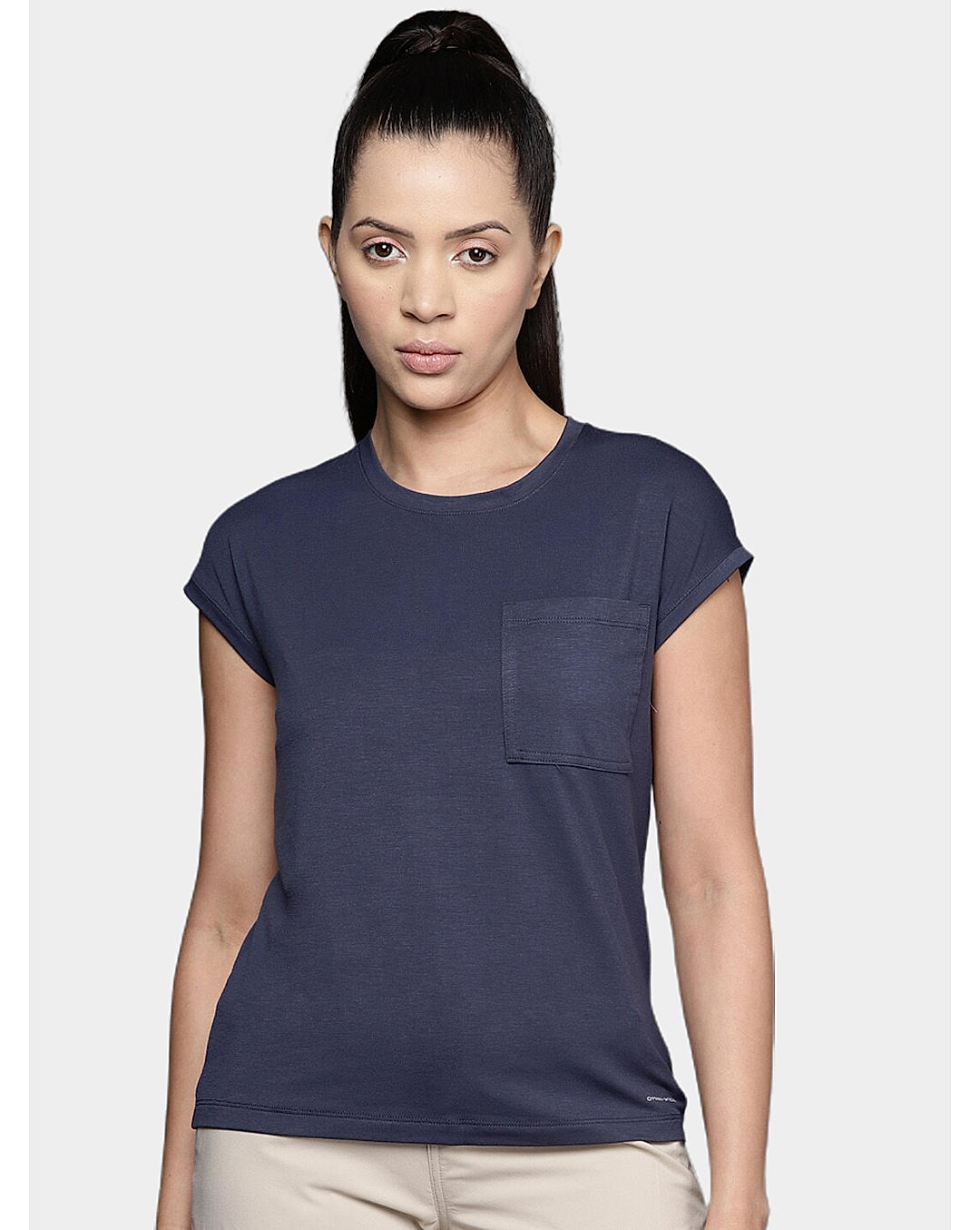 Columbia Womens Navy Omni-Wick Boundless Trek Short Sleeve Tshirt