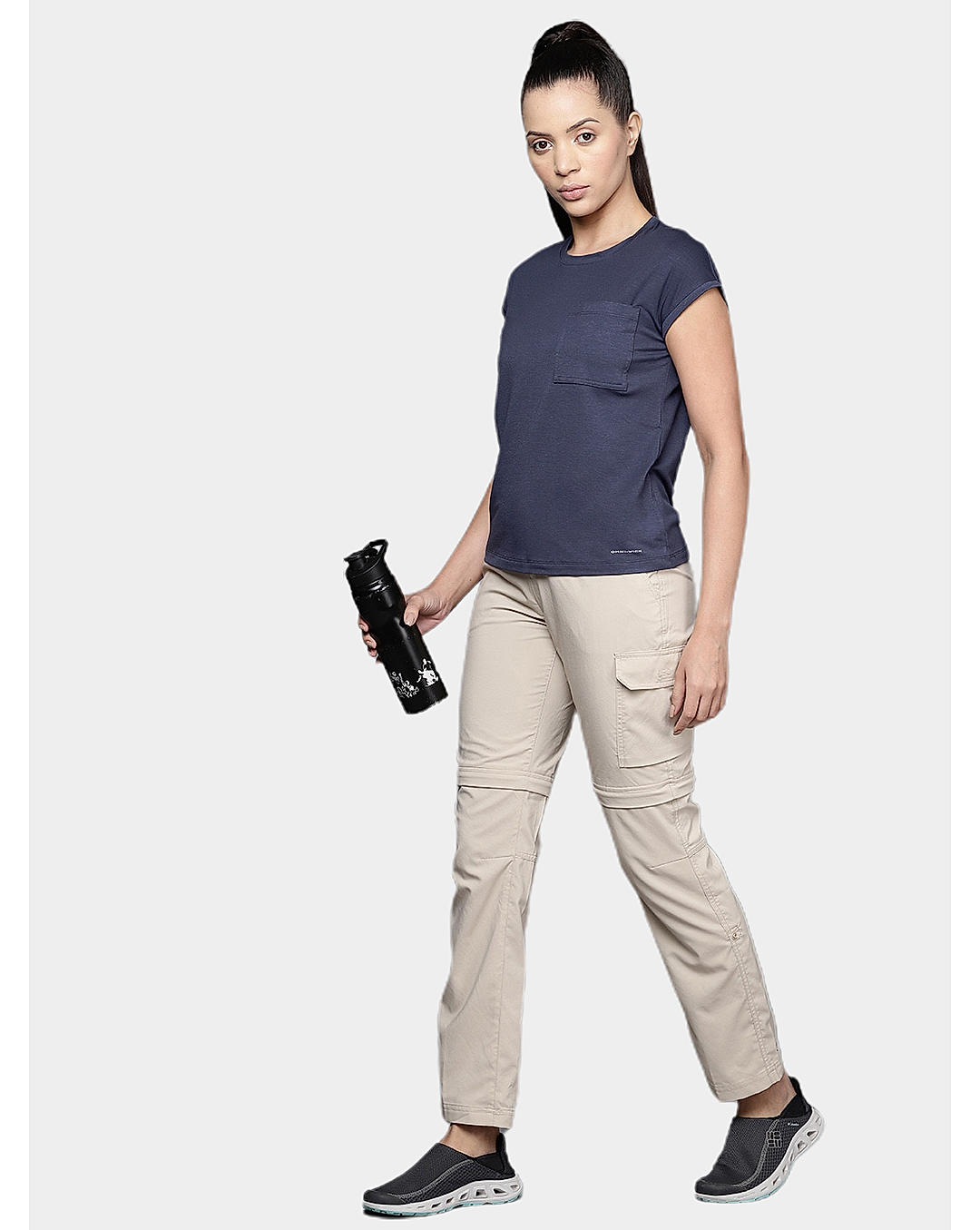 Columbia Womens Navy Omni-Wick Boundless Trek Short Sleeve Tshirt