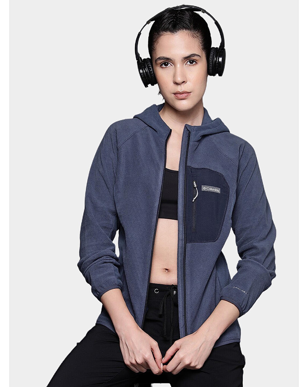 Columbia Womens Navy Omni-Heat Helix W Outdoor Tracks Hooded Full Zip Jacket