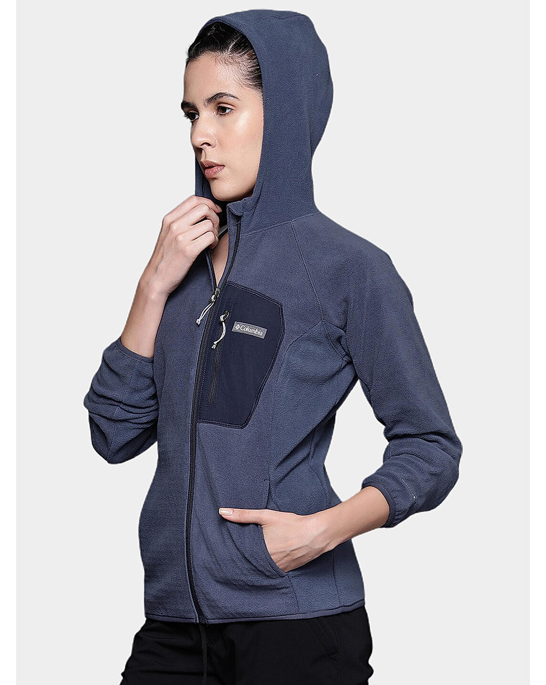 Columbia Womens Navy Omni-Heat Helix W Outdoor Tracks Hooded Full Zip Jacket