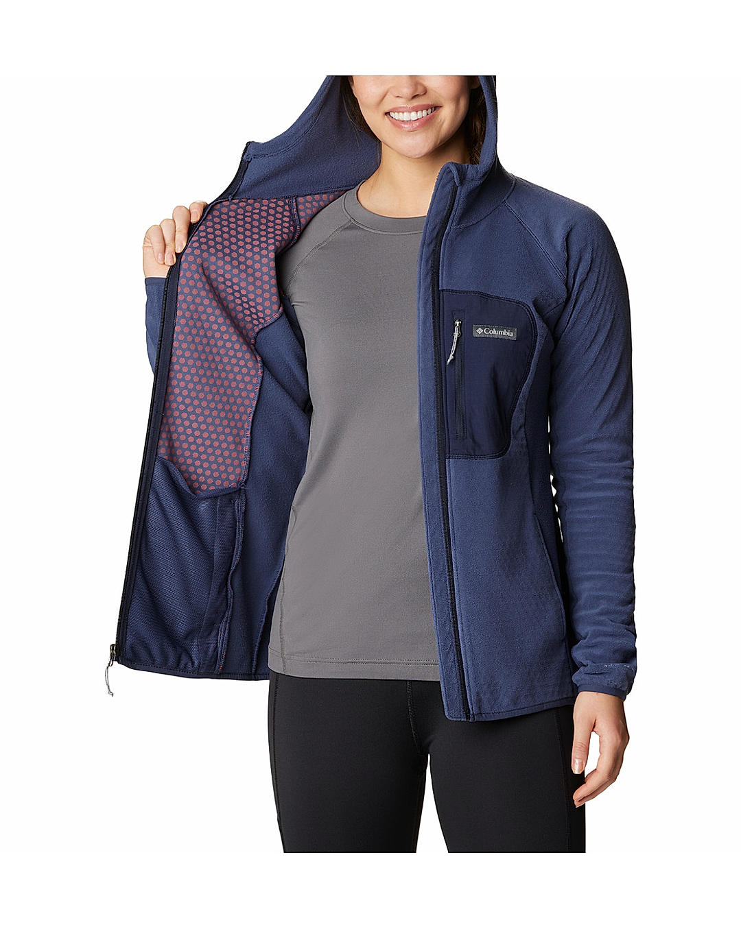 Columbia Womens Navy Omni-Heat Helix W Outdoor Tracks Hooded Full Zip Jacket