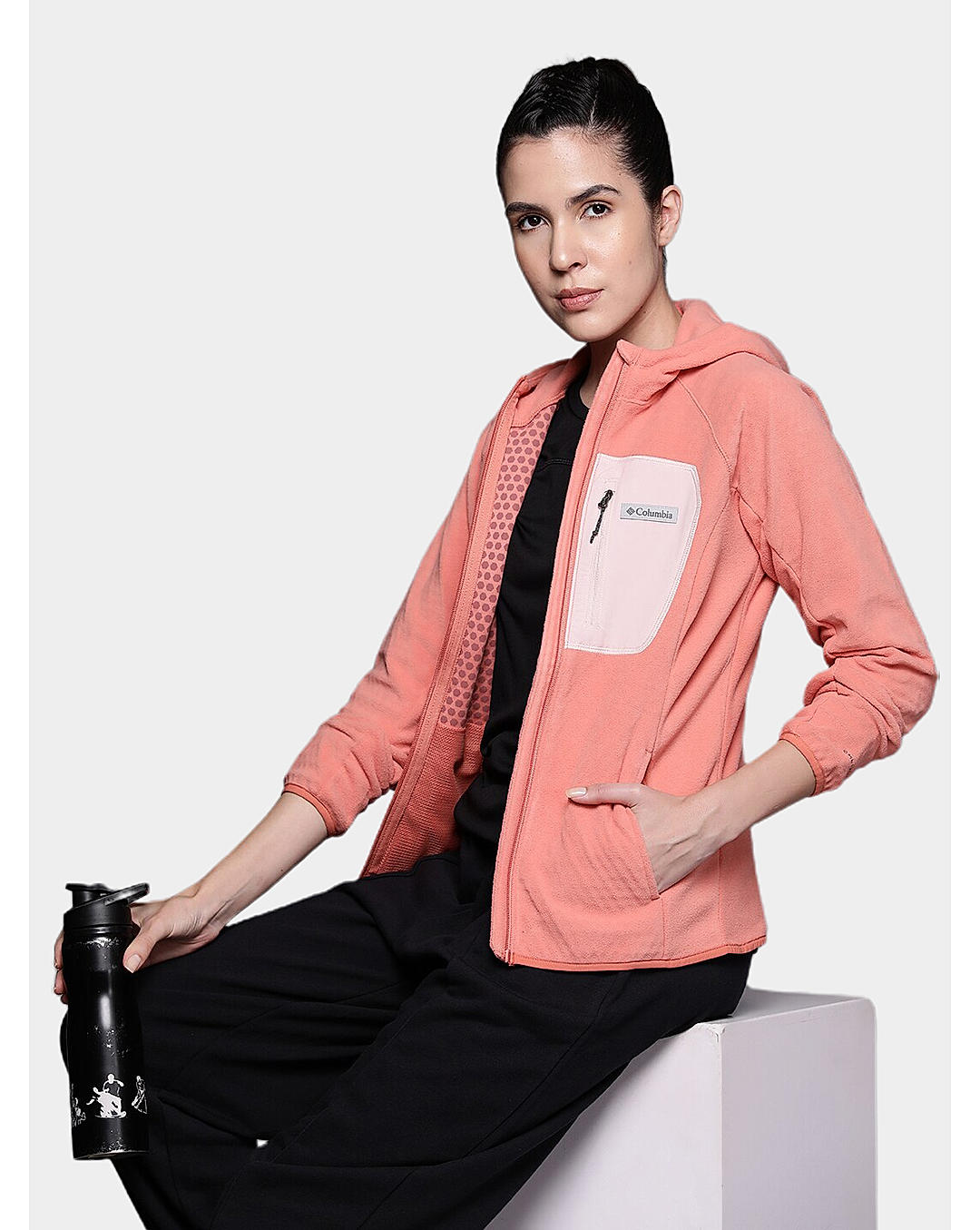 Columbia Womens Orange Omni-Heat Helix W Outdoor Tracks Hooded Full Zip Jacket