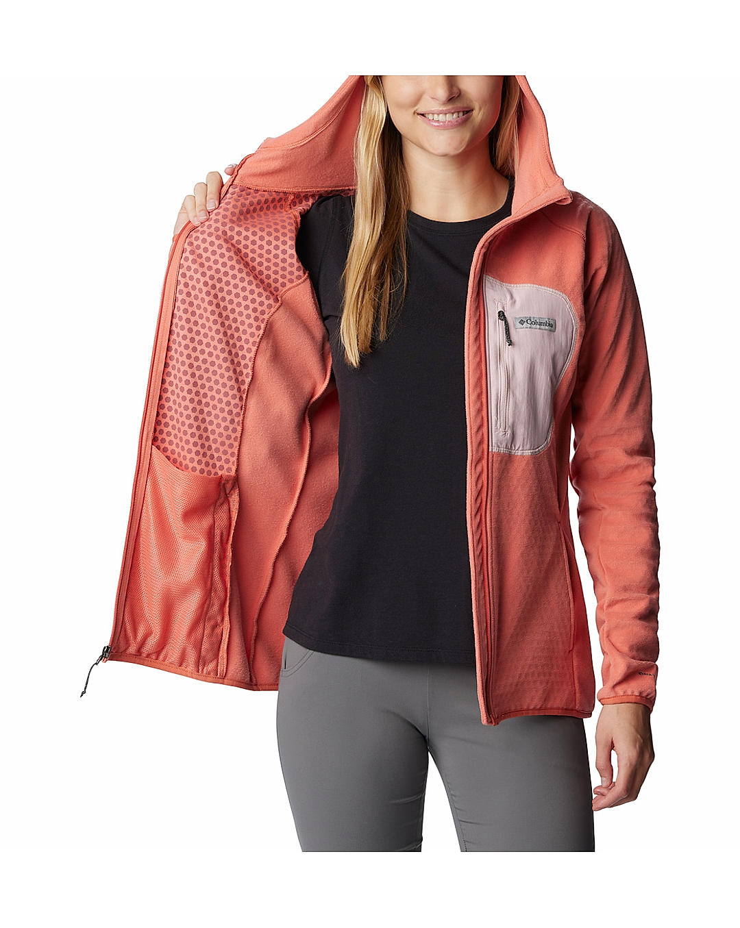 Columbia Womens Orange Omni-Heat Helix W Outdoor Tracks Hooded Full Zip Jacket