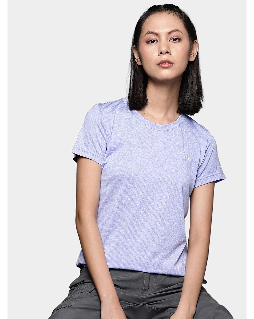 Columbia Womens Purple Omni-Wick Columbia Hike Short Sleeve Crew Tshirt