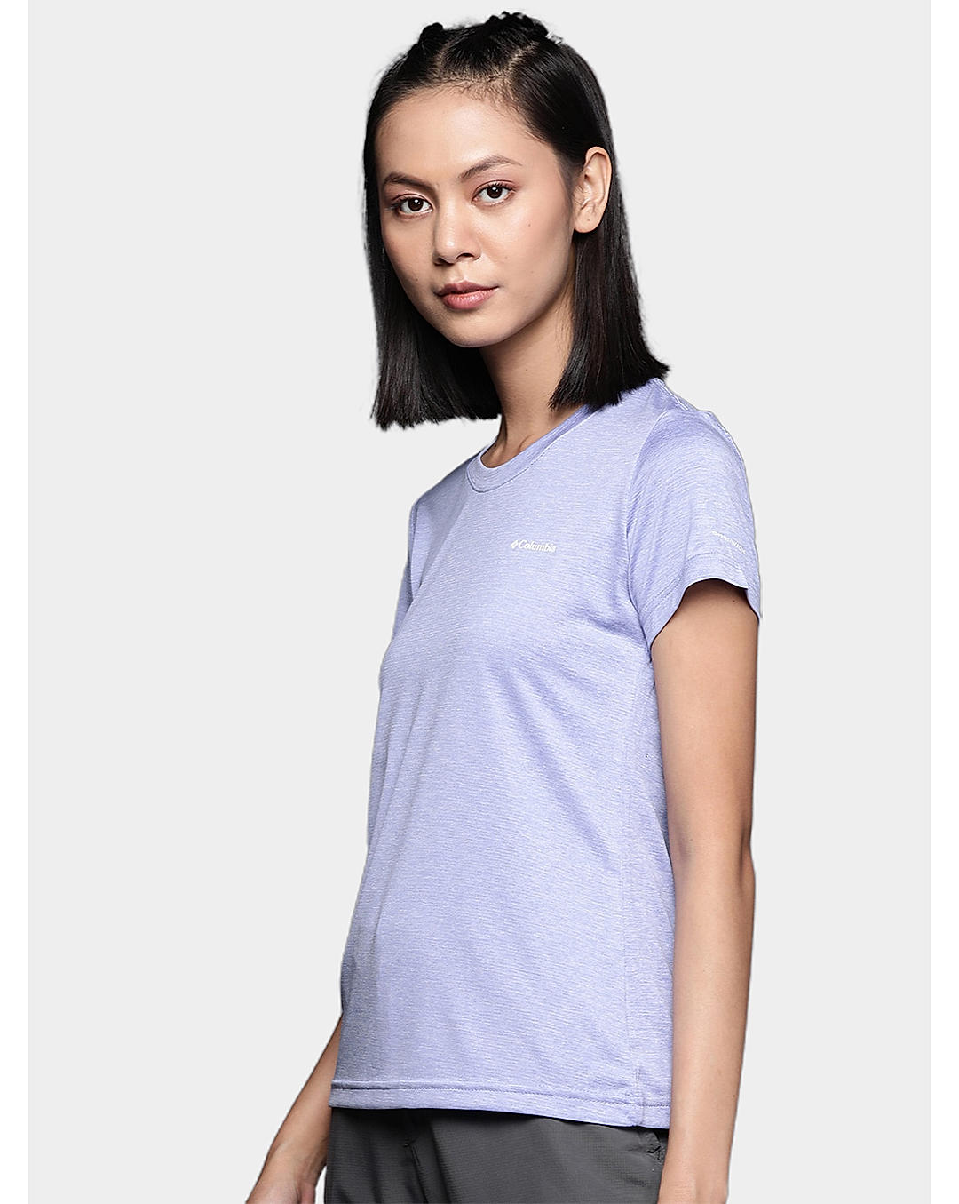 Columbia Womens Purple Omni-Wick Columbia Hike Short Sleeve Crew Tshirt