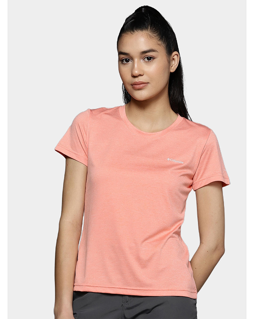 Columbia Womens Peach Omni-Wick Columbia Hike Short Sleeve Crew Tshirt