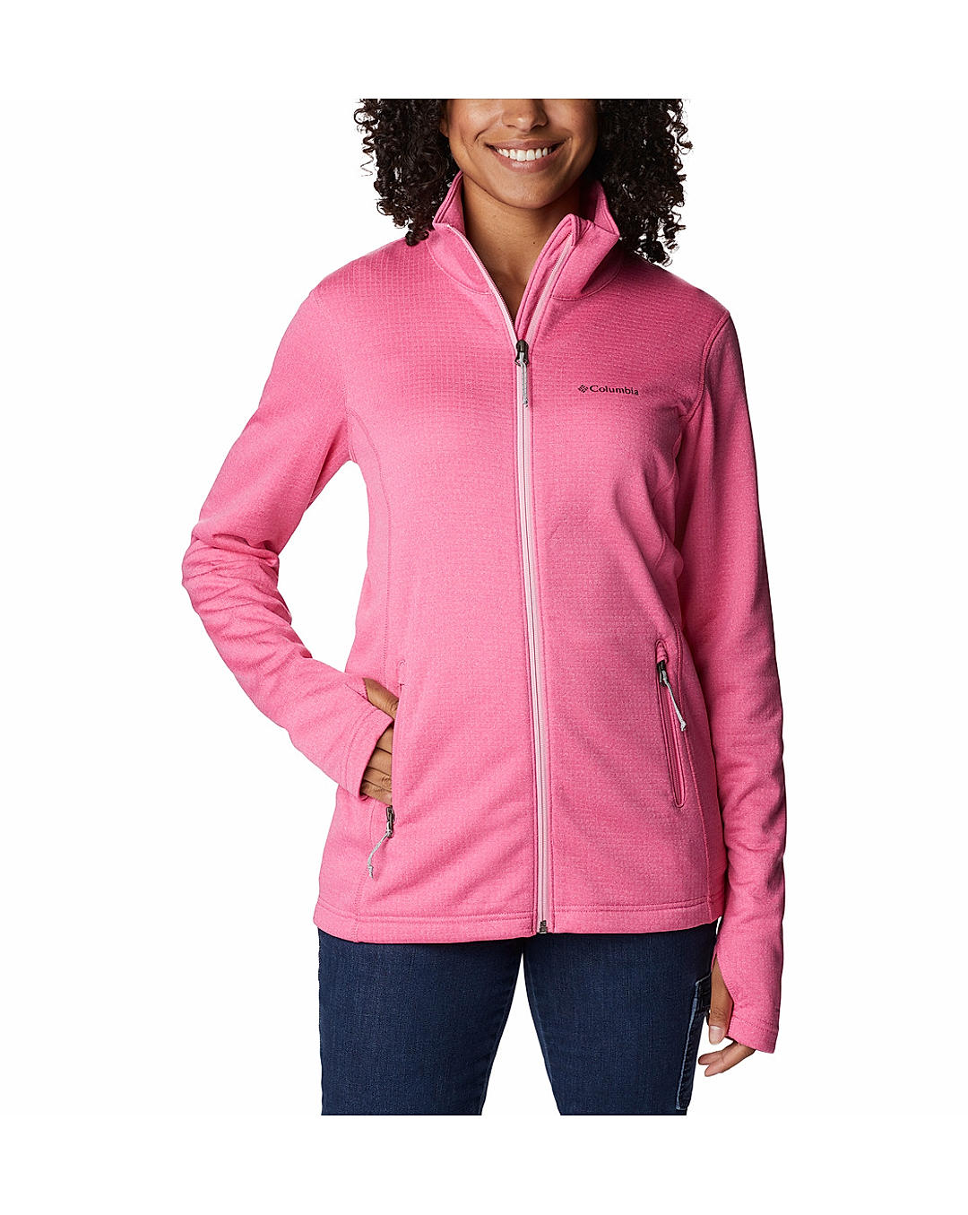 Columbia Womens Pink Omni-Wick W Park View Grid Full Zip Fleece Jacket