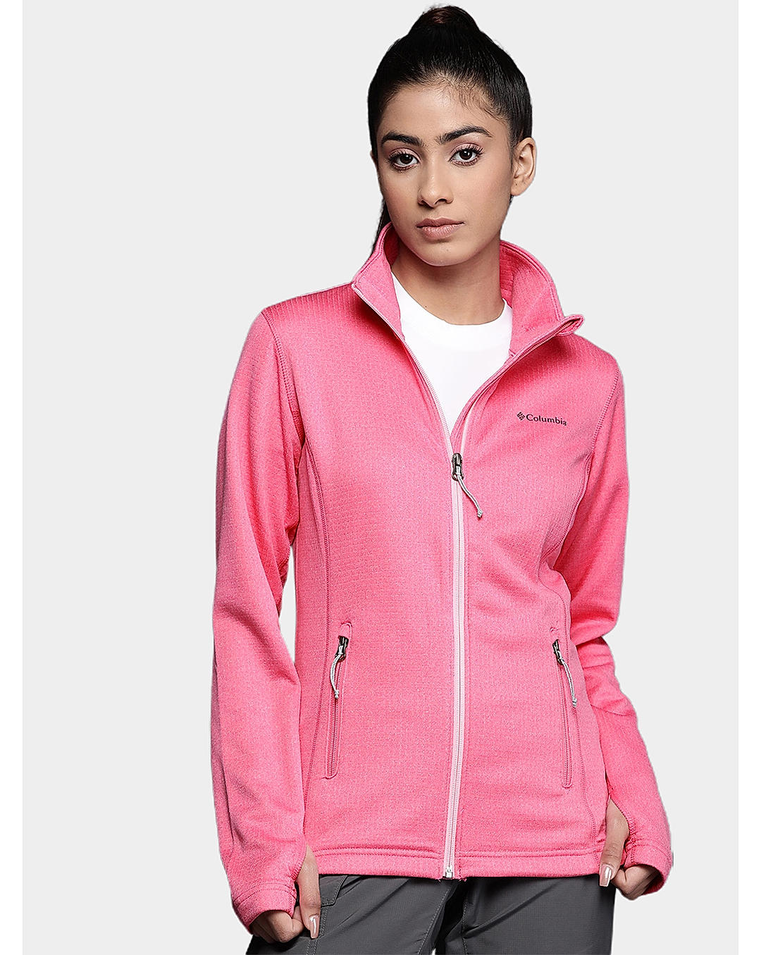 Columbia Womens Pink Omni-Wick W Park View Grid Full Zip Fleece Jacket