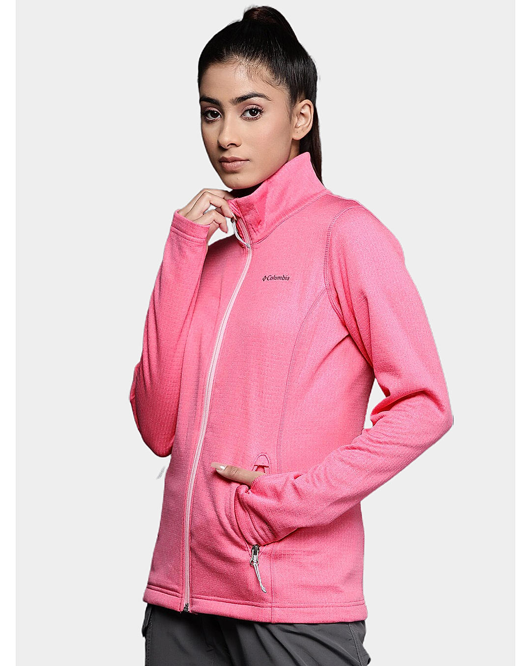 Columbia Womens Pink Omni-Wick W Park View Grid Full Zip Fleece Jacket