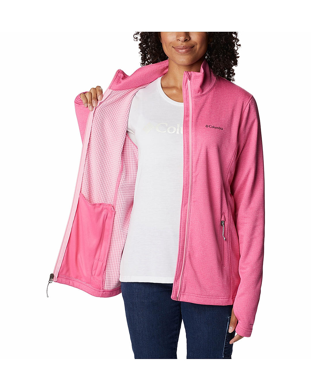 Columbia Womens Pink Omni-Wick W Park View Grid Full Zip Fleece Jacket