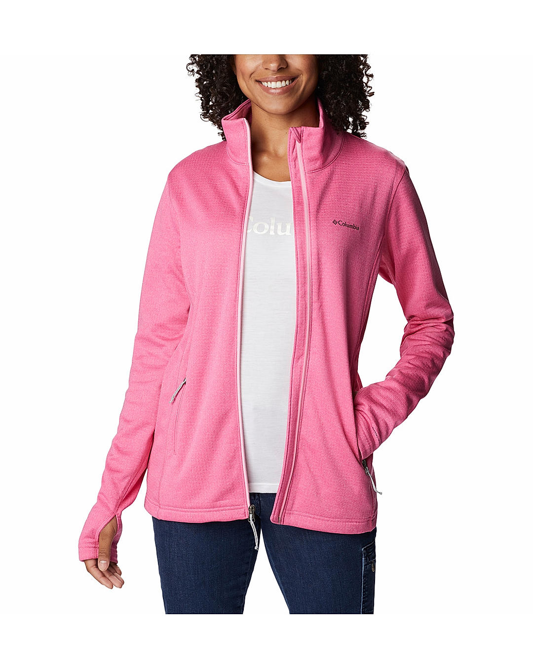 Columbia Womens Pink Omni-Wick W Park View Grid Full Zip Fleece Jacket