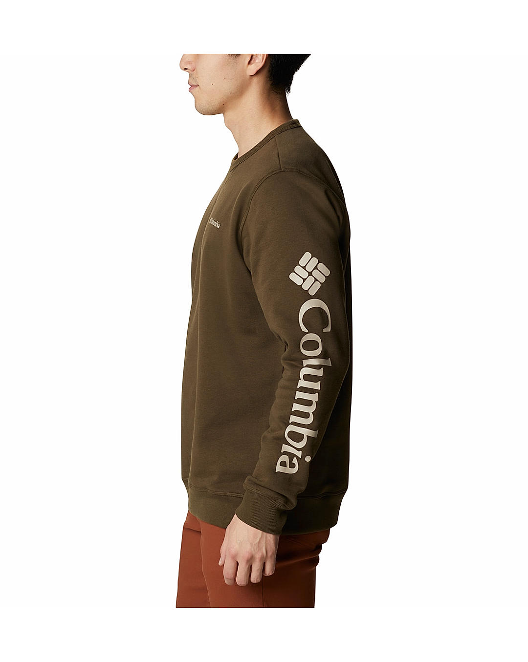 Columbia Mens Olive UPF 50 M Columbia Logo Fleece Crew Pullover