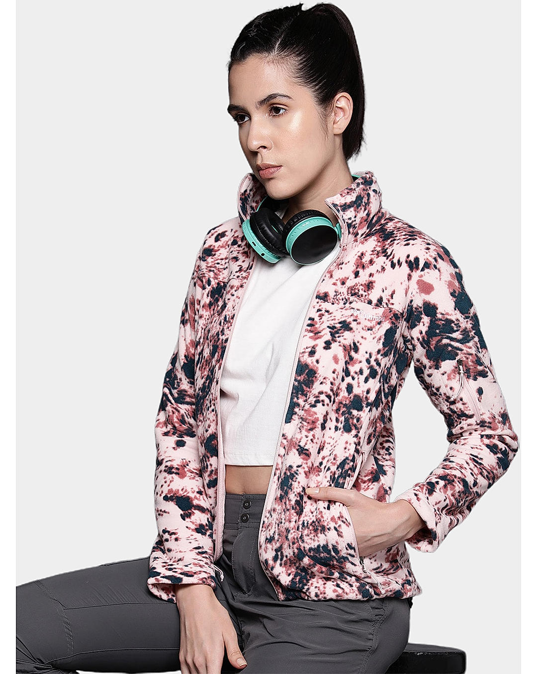 Columbia Womens Multi Fast Trek Printed Fleece Jacket