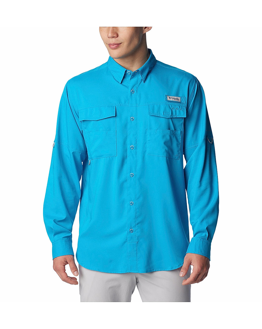 Columbia Mens Blue Omni-Shield Blood and Guts IV  Long Sleeve Shirt