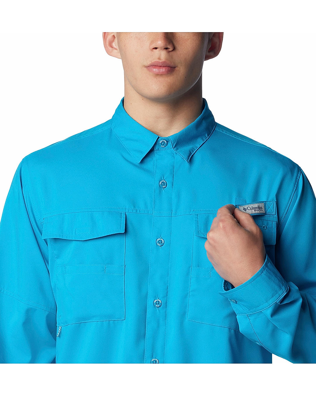 Columbia Mens Blue Omni-Shield Blood and Guts IV  Long Sleeve Shirt