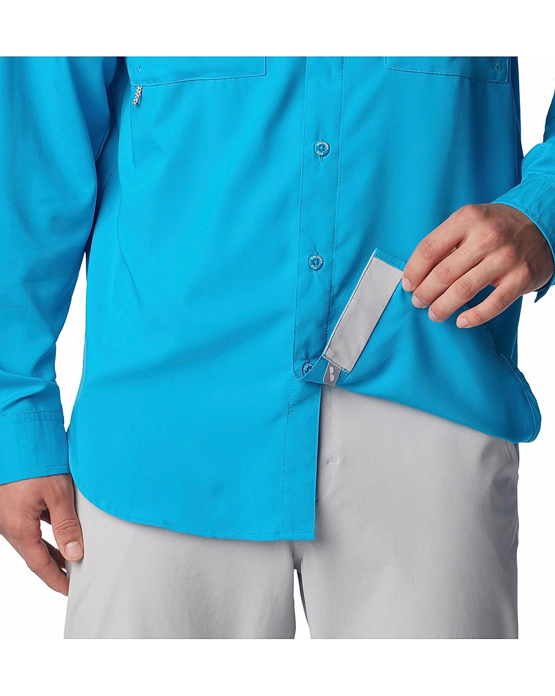 Columbia Mens Blue Omni-Shield Blood and Guts IV  Long Sleeve Shirt