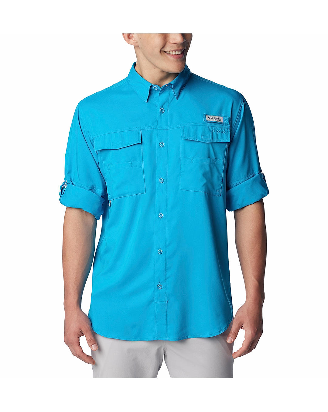 Columbia Mens Blue Omni-Shield Blood and Guts IV  Long Sleeve Shirt