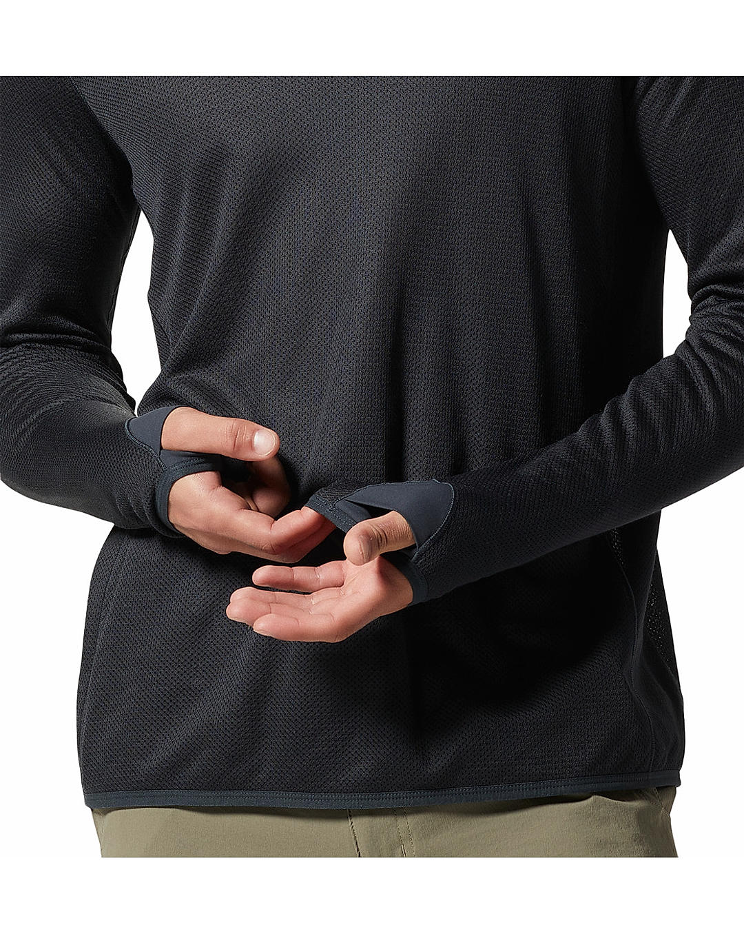 Mountain Hardwear Men Black AirMesh Long Sleeve Crew Thermal Wear (Anti-odor Baselayer) (Not Returnable)