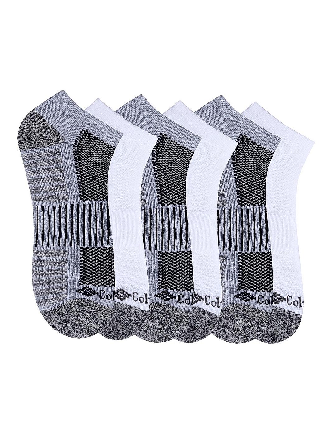 Columbia Men Grey Socks Mn Qtr/Piq Ftbed (Pair of 6) (Not Returnable)