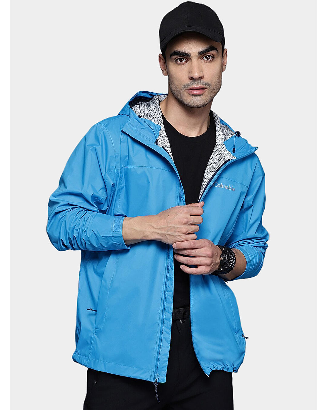 Columbia Mens Blue Omni-Tech EvaPOURation Rain Jacket