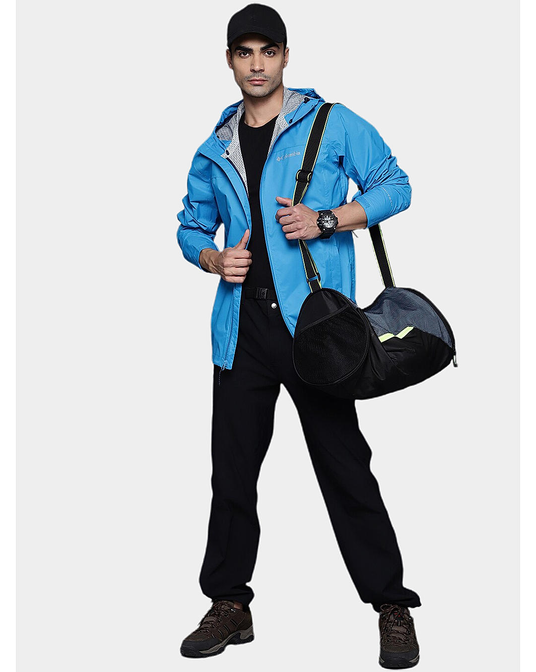 Columbia Mens Blue Omni-Tech EvaPOURation Rain Jacket
