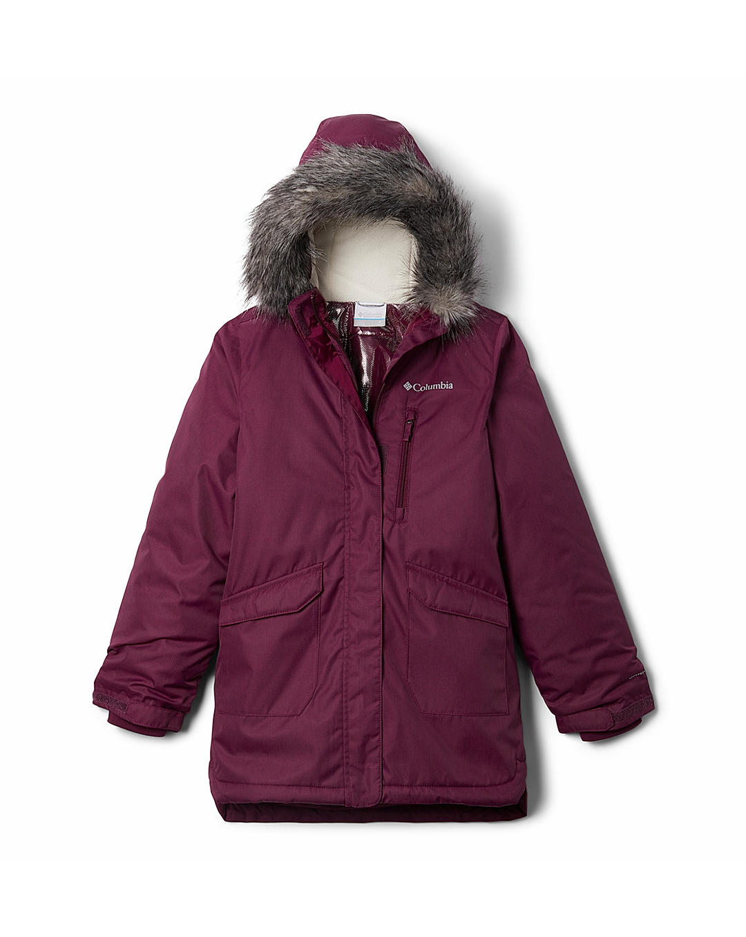 Columbia Kids Girls Purple Omni-Heat Reflective Suttle Mountain Long Insulated Jacket