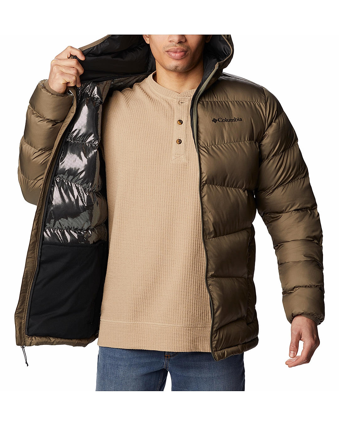 Columbia Mens Green Omni-Heat Reflective Fivemile Butte Jacket