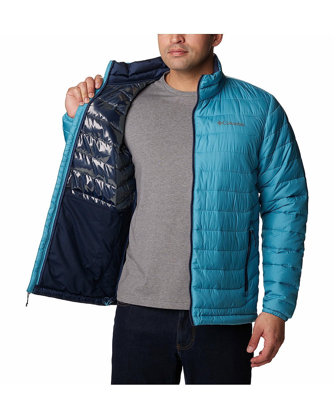 Columbia Mens Blue Omni-Heat Reflective Powder Lite Jacket