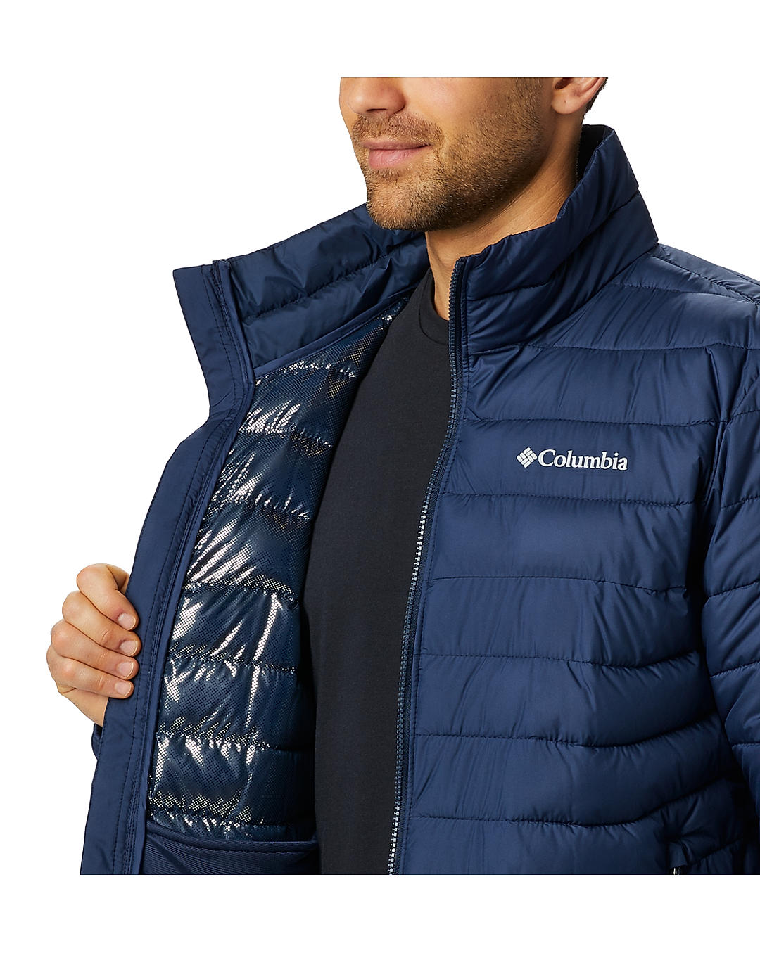 Columbia Mens Navy Omni-Heat Reflective Powder Lite Jacket