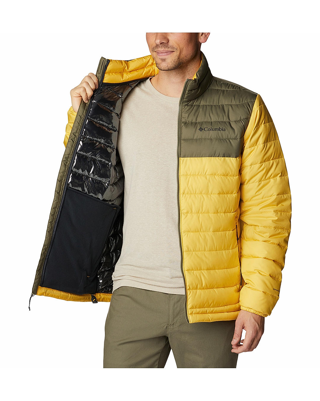 Columbia Mens Yellow Omni-Heat Reflective Powder Lite Jacket
