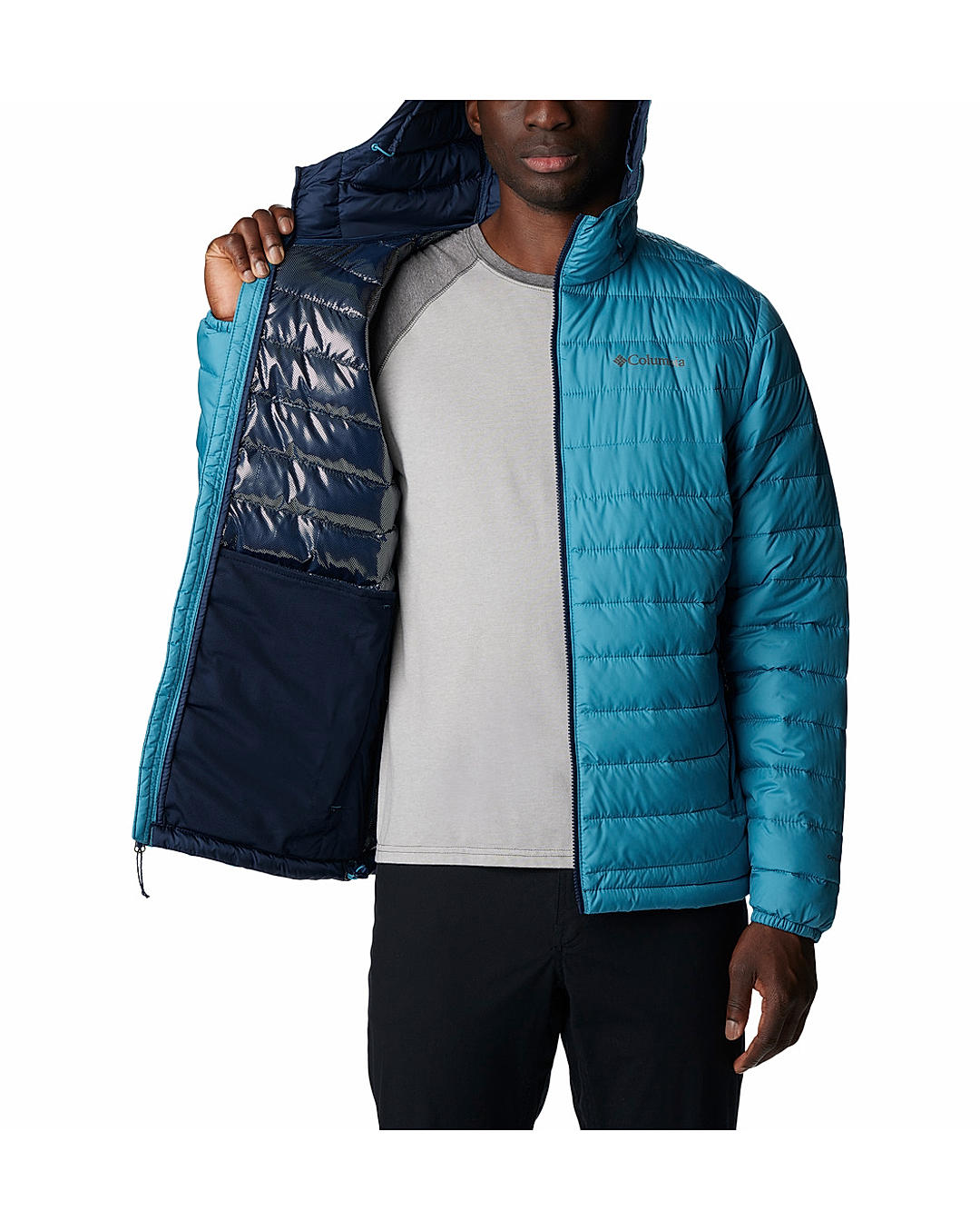 Columbia Mens Blue Omni-Heat Reflective Powder Lite Jacket