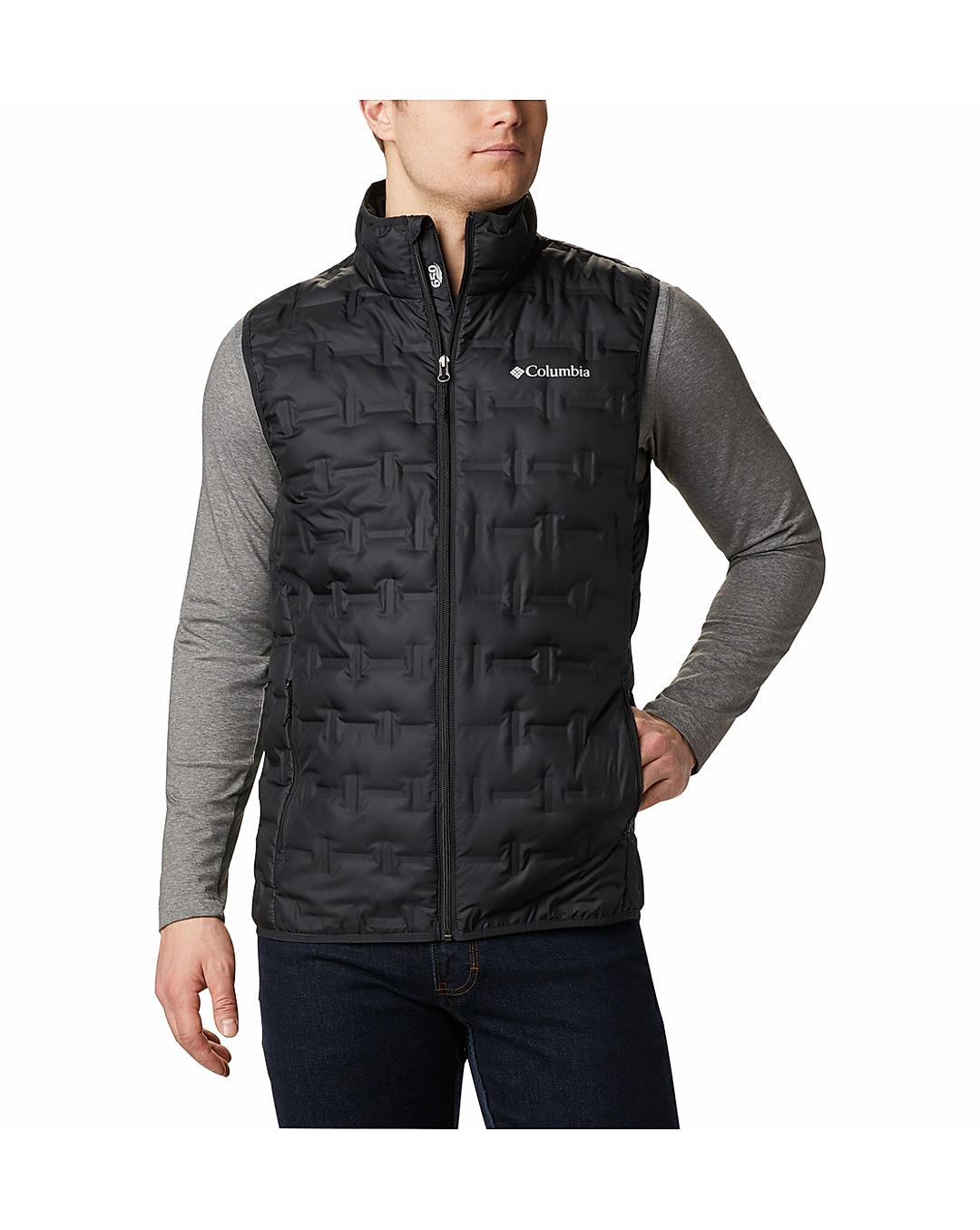 Columbia Men Black Delta Ridge Down Vest Jacket 