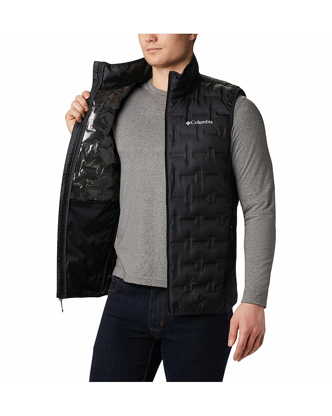Columbia Men Black Delta Ridge Down Vest Jacket 