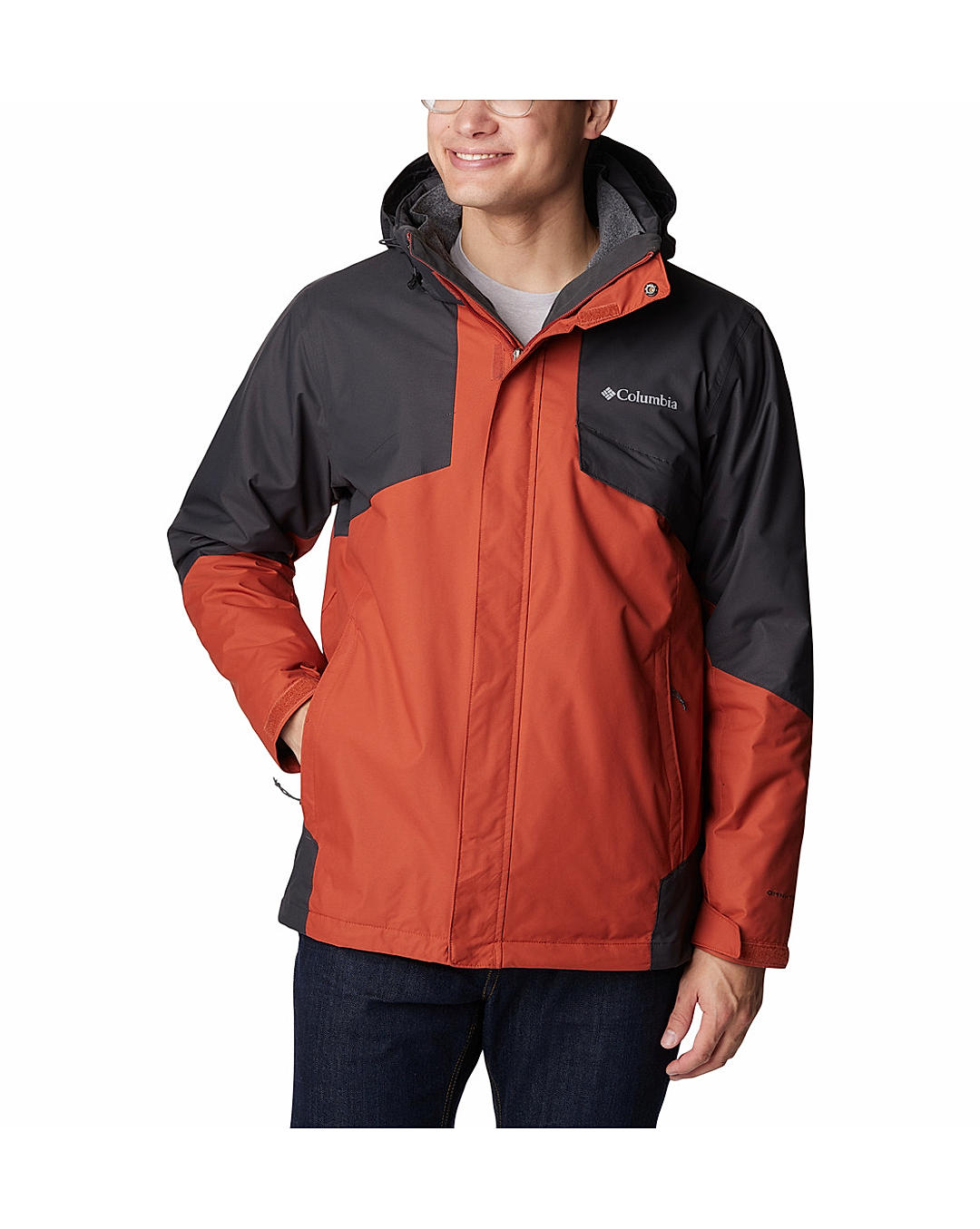 Columbia Mens Orange Omni-Heat Reflective Bugaboo II Fleece Interchange Jacket